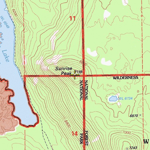 Topographic Map of Sunrise Peak, CA