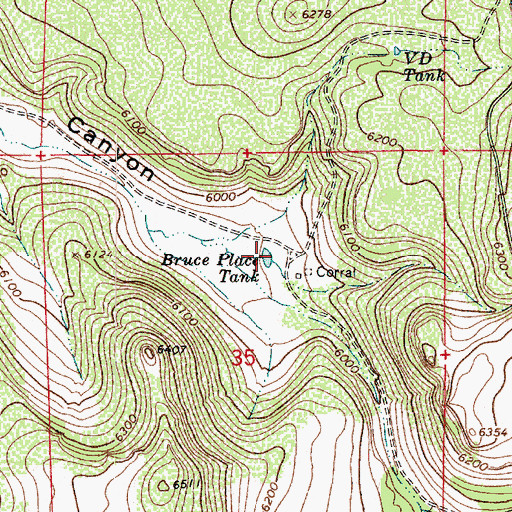 Topographic Map of Bruce Place Tank, AZ
