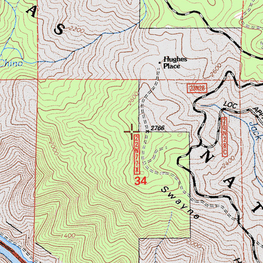 Topographic Map of Swayne Hill, CA