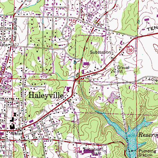 Topographic Map of Ward Mill School (historical), AL