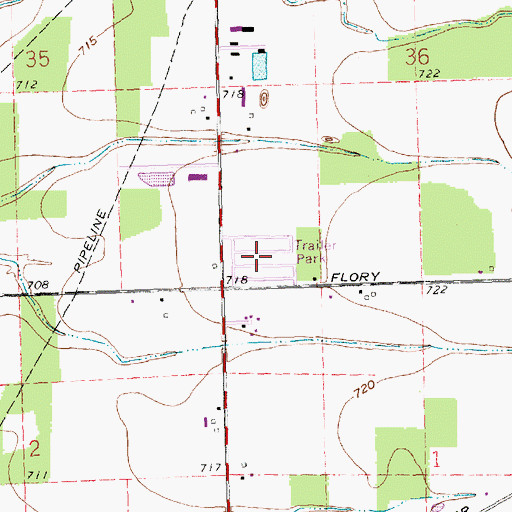 Topographic Map of Green Acres Mobile Home Park, OH