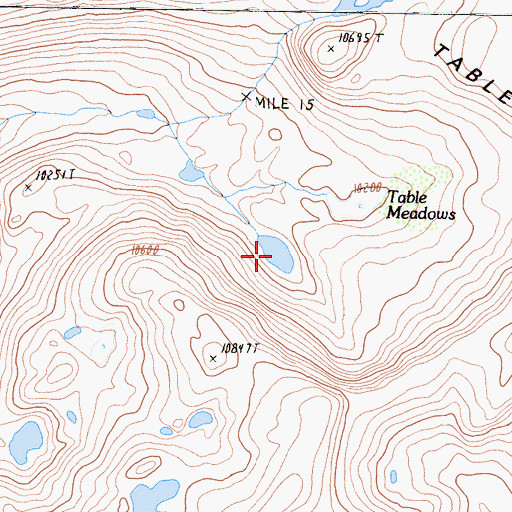 Topographic Map of Table Meadows, CA