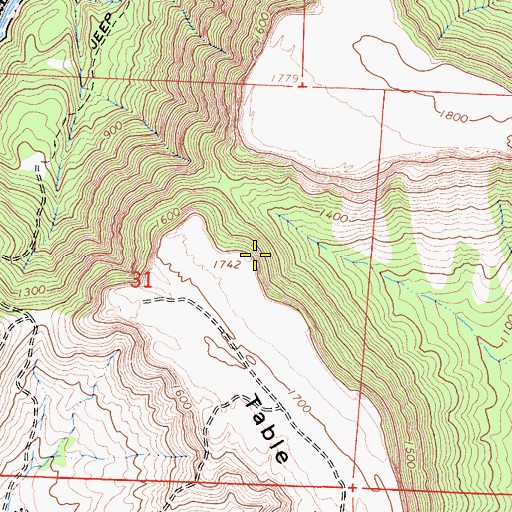 Topographic Map of Table Mountain, CA
