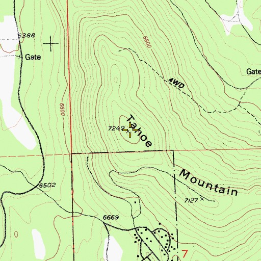 Topographic Map of Tahoe Mountain, CA