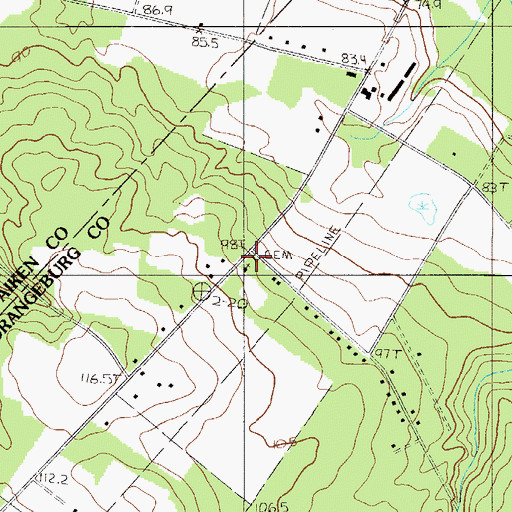 Topographic Map of Chapel Hill Baptist Church Cemetery, SC