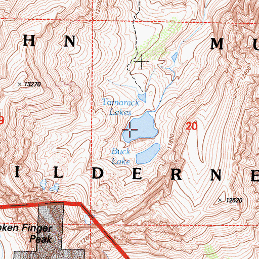 Topographic Map of Tamarack Lakes, CA