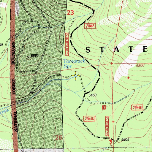 Topographic Map of Tamarack Spring, CA