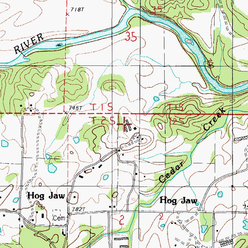 Topographic Map of Happy Hills Dairy, AR