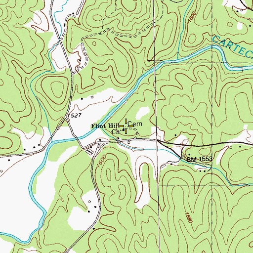 Topographic Map of Flint Hill Cemetery, GA