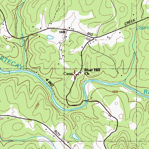 Topographic Map of River Hill Baptist Church Cemetery, GA