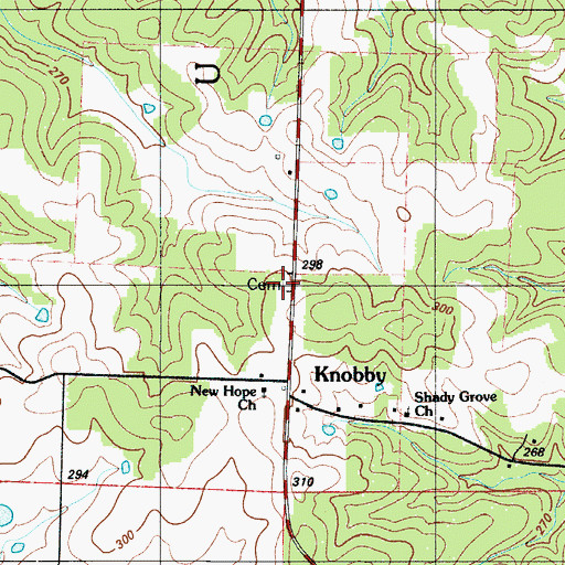 Topographic Map of Knobby Cemetery, MO