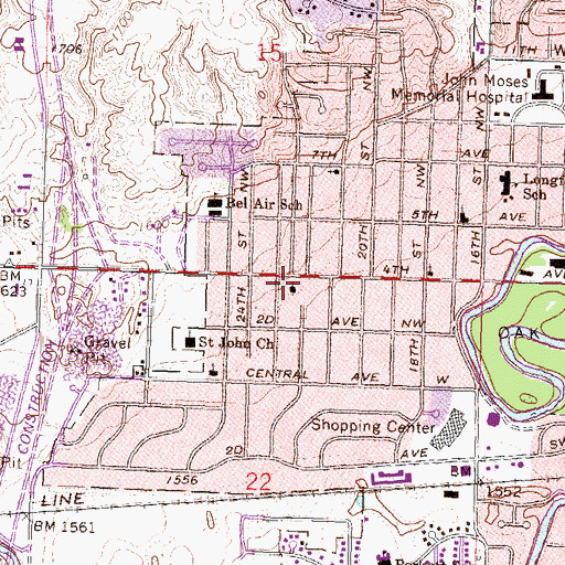 Topographic Map of Saint Mark's Lutheran Church, ND