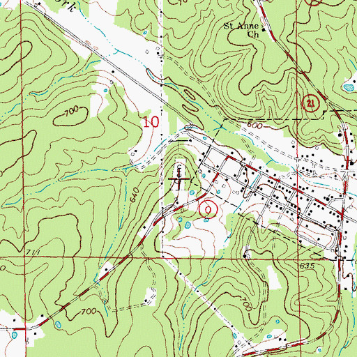 Topographic Map of Grandin Cemetery, MO