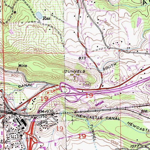 Topographic Map of Newcastle Quarry, CA