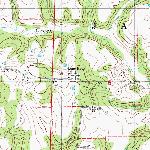 Topographic Map of Lone Rock Cemetery, MO