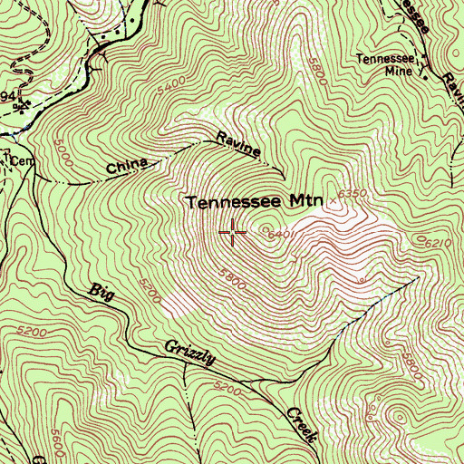Topographic Map of Tennessee Mountain, CA