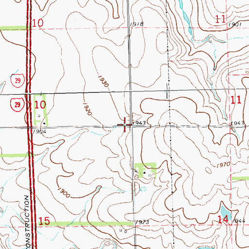 Topographic Map of Germantown Country Schoolhouse (historical), SD
