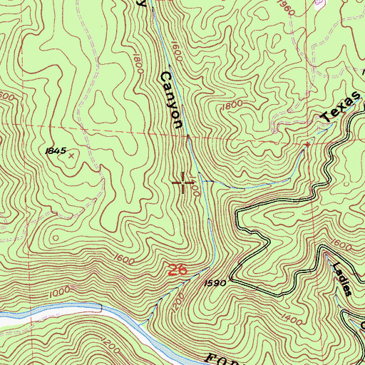 Topographic Map of Texas Canyon, CA