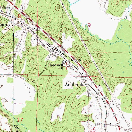 Topographic Map of Ashbank Freewill Baptist Church Cemetery, AL