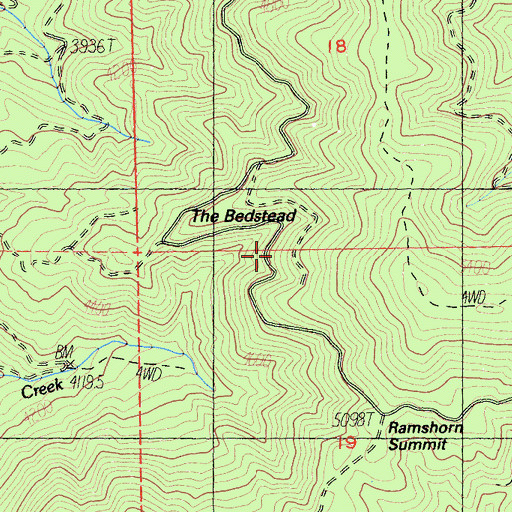 Topographic Map of The Bedstead, CA