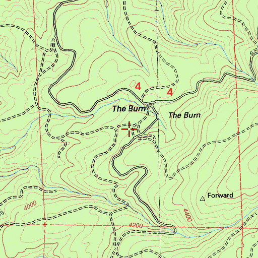 Topographic Map of The Burn, CA