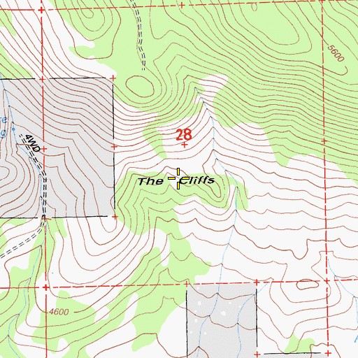 Topographic Map of The Cliffs, CA