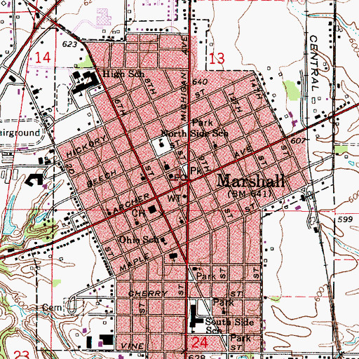 Topographic Map of Marshall Fire Protection District, IL