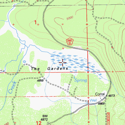 Topographic Map of The Gardens, CA