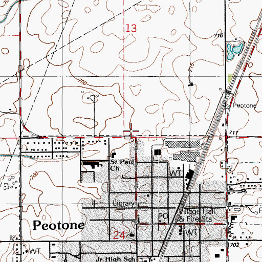 Topographic Map of Peotone Fire Protection District, IL