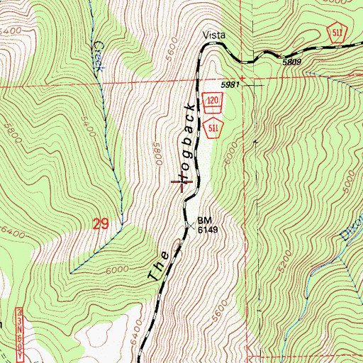Topographic Map of The Hogback, CA