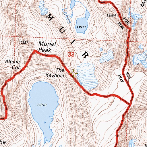 Topographic Map of The Keyhole, CA