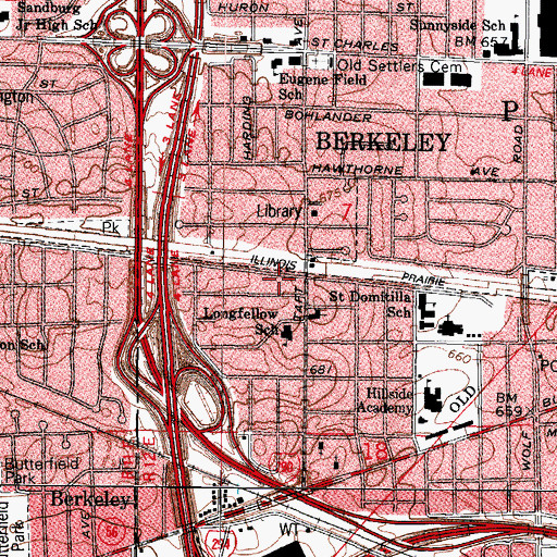 Topographic Map of Berkeley Fire Department, IL