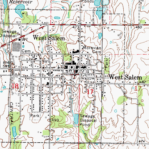 Topographic Map of West Salem Fire Department First Responders, IL