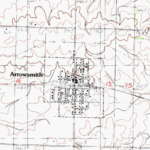 Topographic Map of Arrowsmith Fire Department, IL