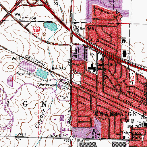 Topographic Map of Champaign Fire Department Station 5, IL