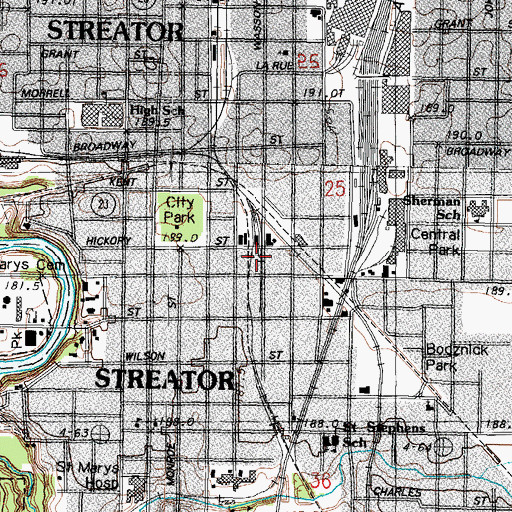 Topographic Map of Streator Fire Department, IL