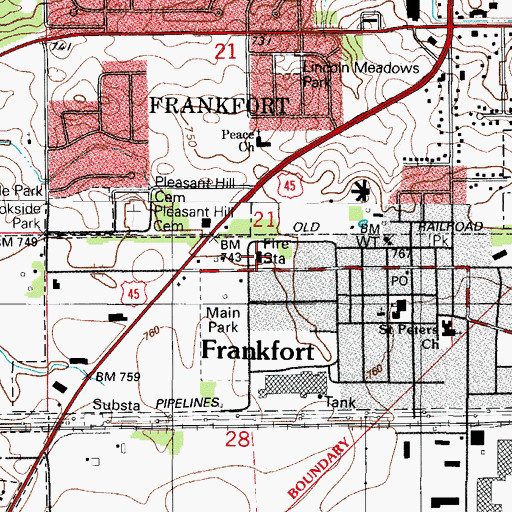 Topographic Map of Frankfort Fire Protection District Station 1, IL
