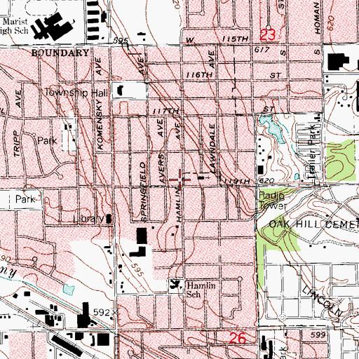 Topographic Map of Garden Homes Fire Protection District, IL