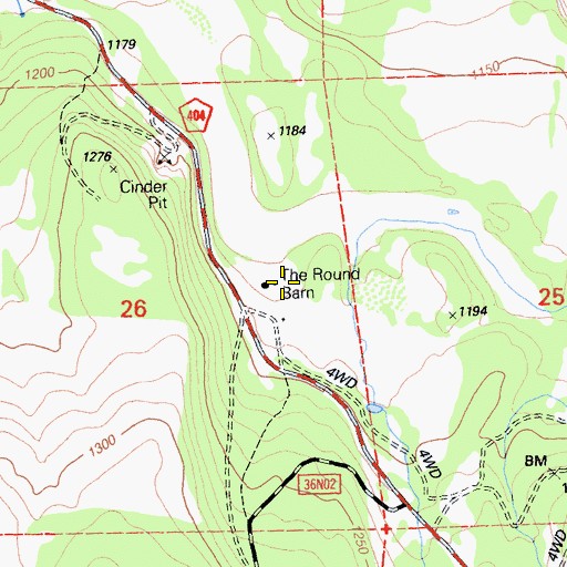 Topographic Map of The Round Barn, CA