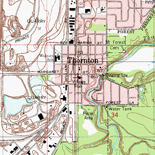 Topographic Map of Thornton Fire Department Station 1, IL