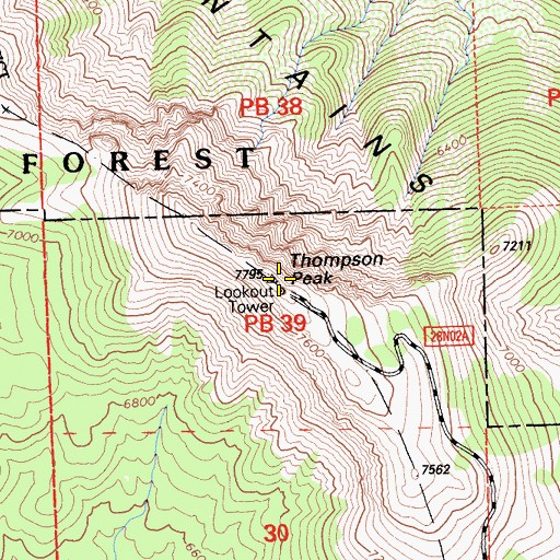 Topographic Map of Thompson Peak, CA