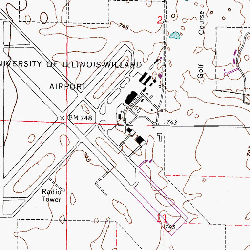 Topographic Map of Willard Airport Fire Department, IL