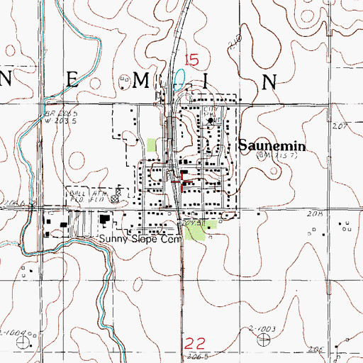 Topographic Map of Saunemin Fire Protection District, IL