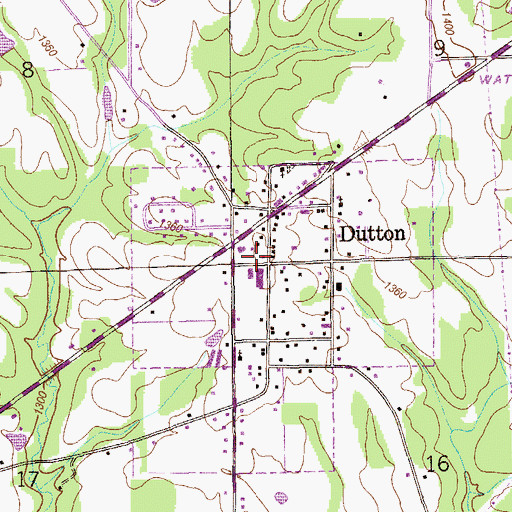 Topographic Map of Dutton Volunteer Fire Department, AL