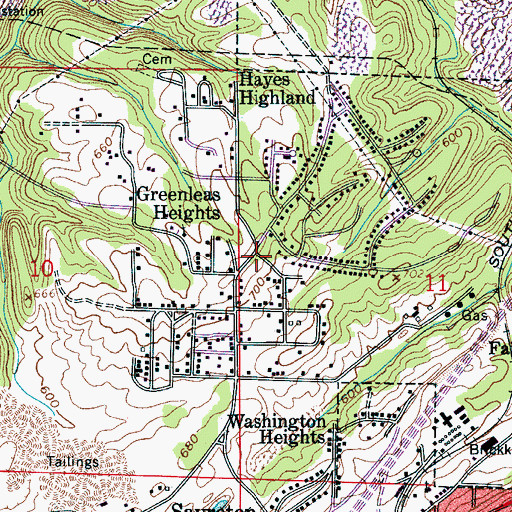 Topographic Map of North Smithfield Manor - Green Leaf Heights Fire District, AL