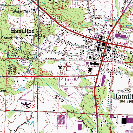 Topographic Map of Hamilton Fire and Rescue Station 1, AL