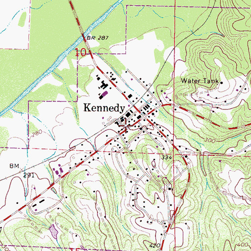 Topographic Map of Kennedy Volunteer Fire Department, AL