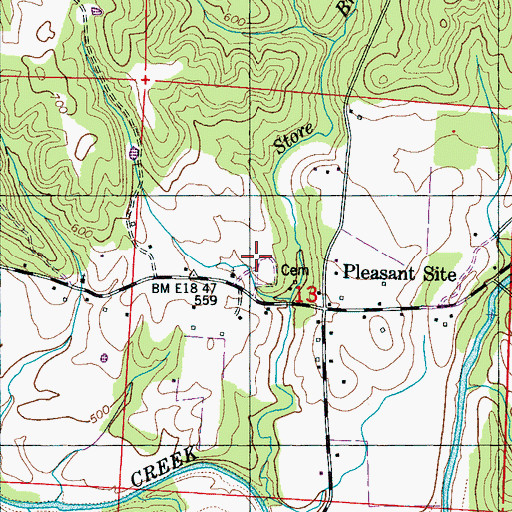 Topographic Map of Pleasant Site Fire Protection Authority, AL