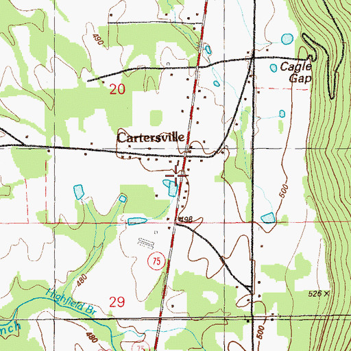 Topographic Map of Cartersville Volunteer Fire Department, AL