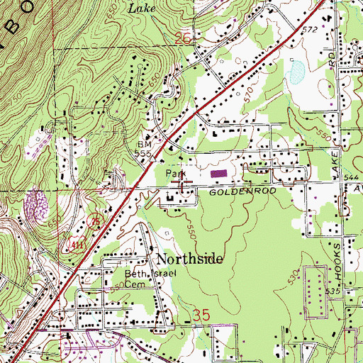 Topographic Map of Gadsden Fire Department Station 6, AL